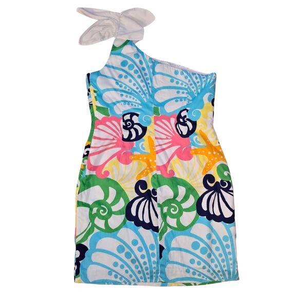 One Shoulder Dress Lilly Pulitzer Minta 32973 Shell Print Plus Size 14 Cotton - Picture 9 of 10